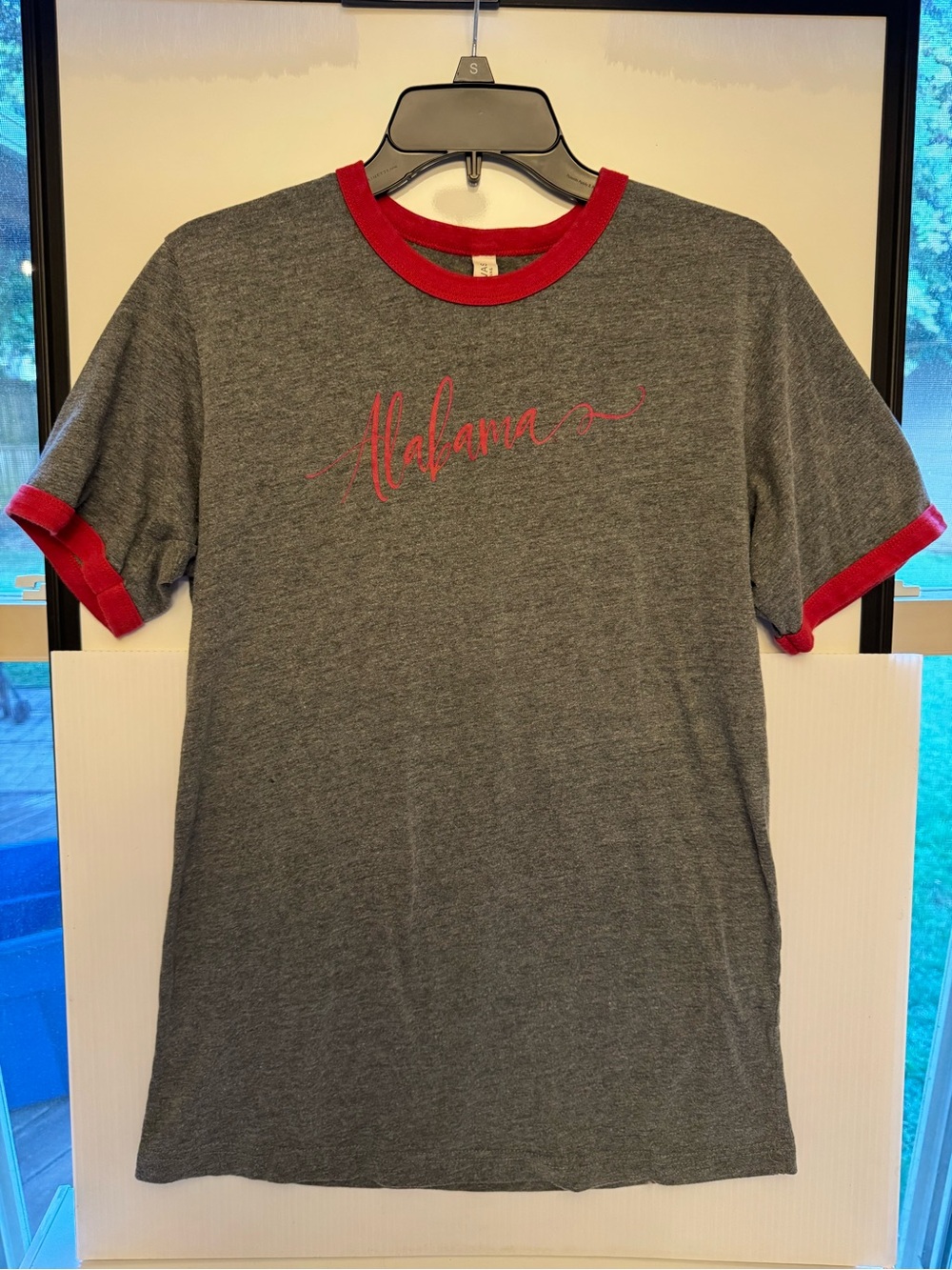 Bella Canvas “Alabama” Gray Ringer Tee with Red Trim and Script